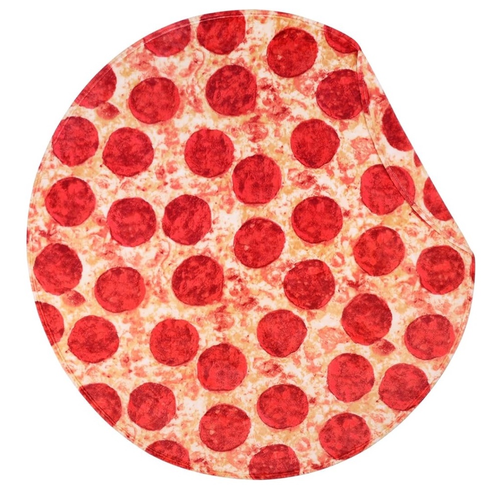New Pepperoni Pizza Blanket Funny warm Cozy 60 inch Round Double Sided soft